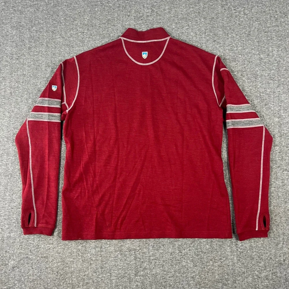 Kuhl Quarter 1/4 Zip Pullover Sweater Men's 2XL Red 100% Merino Wool Hiking - Picture 3 of 7